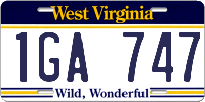 WV license plate 1GA747