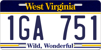 WV license plate 1GA751