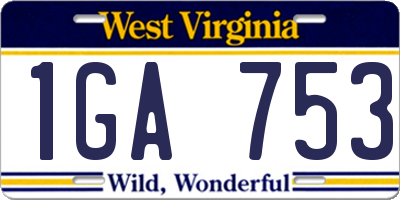 WV license plate 1GA753