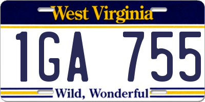 WV license plate 1GA755