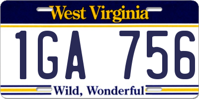 WV license plate 1GA756