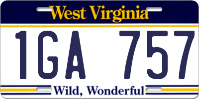 WV license plate 1GA757