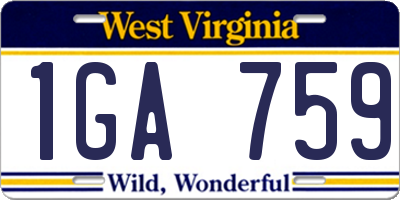 WV license plate 1GA759
