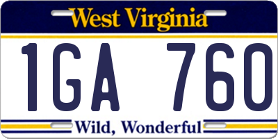 WV license plate 1GA760