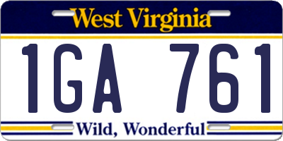WV license plate 1GA761