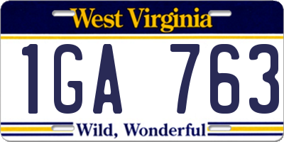 WV license plate 1GA763