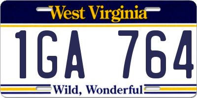 WV license plate 1GA764