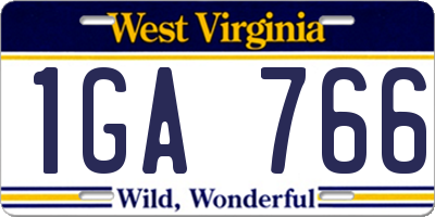 WV license plate 1GA766