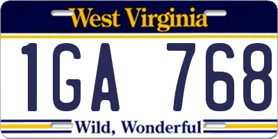 WV license plate 1GA768