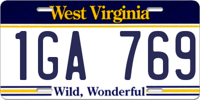 WV license plate 1GA769