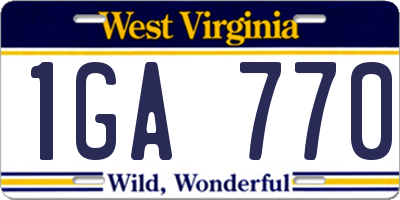 WV license plate 1GA770
