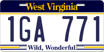 WV license plate 1GA771