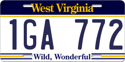 WV license plate 1GA772