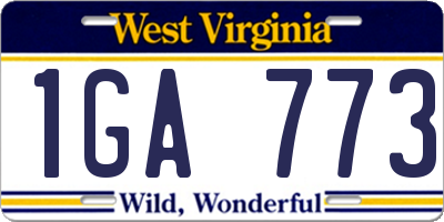 WV license plate 1GA773