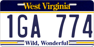 WV license plate 1GA774