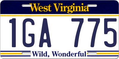 WV license plate 1GA775