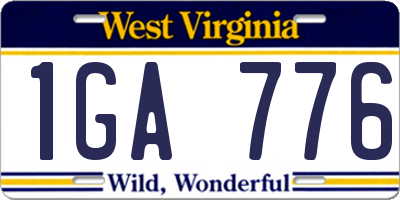 WV license plate 1GA776