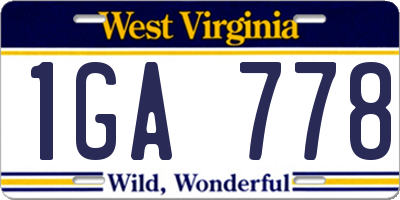 WV license plate 1GA778
