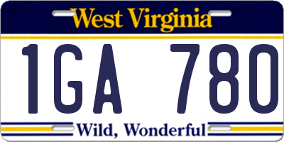 WV license plate 1GA780