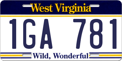 WV license plate 1GA781
