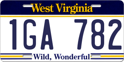 WV license plate 1GA782