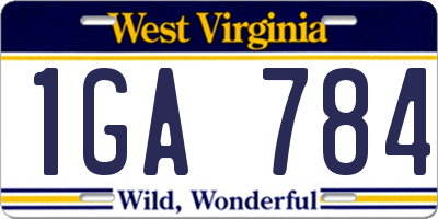 WV license plate 1GA784