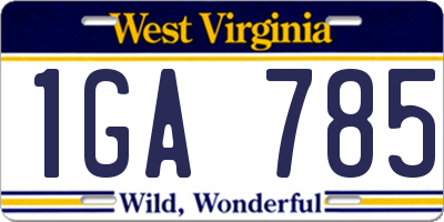 WV license plate 1GA785