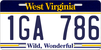 WV license plate 1GA786