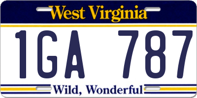 WV license plate 1GA787