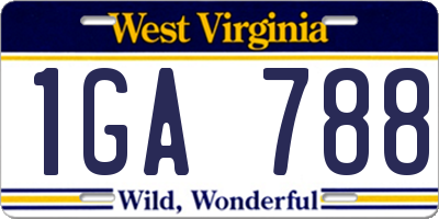 WV license plate 1GA788