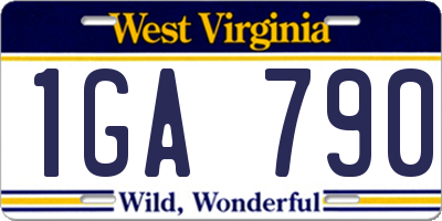 WV license plate 1GA790