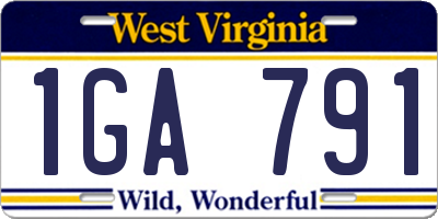 WV license plate 1GA791
