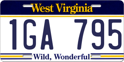 WV license plate 1GA795