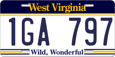 WV license plate 1GA797