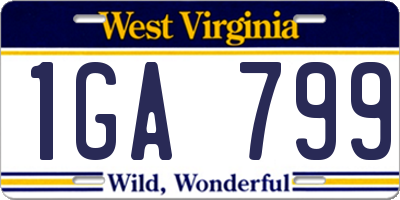 WV license plate 1GA799