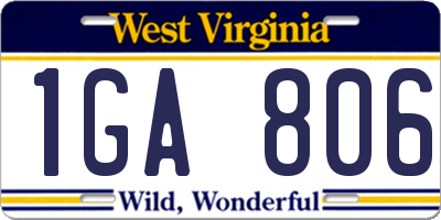 WV license plate 1GA806