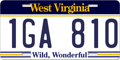 WV license plate 1GA810