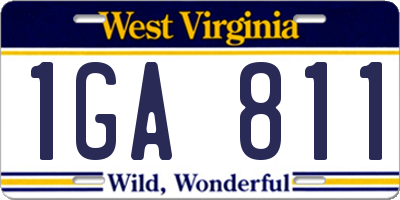 WV license plate 1GA811