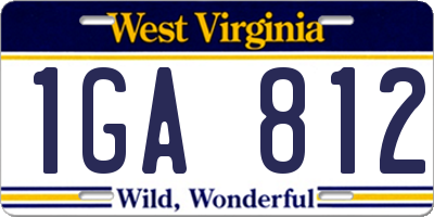 WV license plate 1GA812