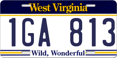 WV license plate 1GA813