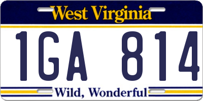 WV license plate 1GA814