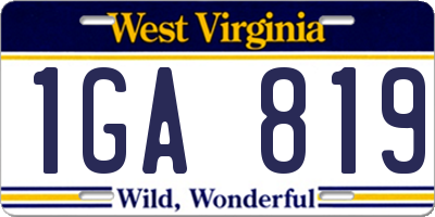 WV license plate 1GA819