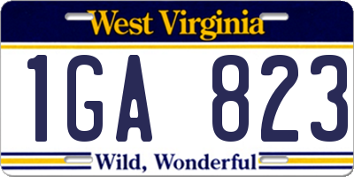 WV license plate 1GA823
