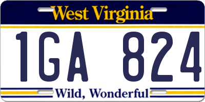WV license plate 1GA824