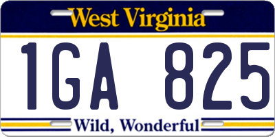 WV license plate 1GA825