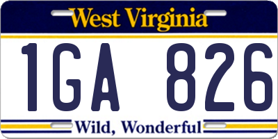 WV license plate 1GA826