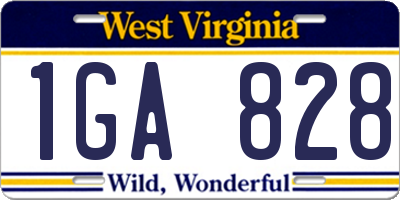 WV license plate 1GA828