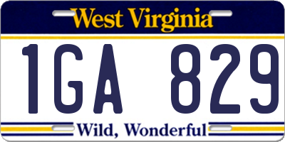 WV license plate 1GA829