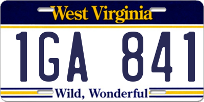WV license plate 1GA841