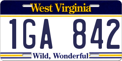 WV license plate 1GA842
